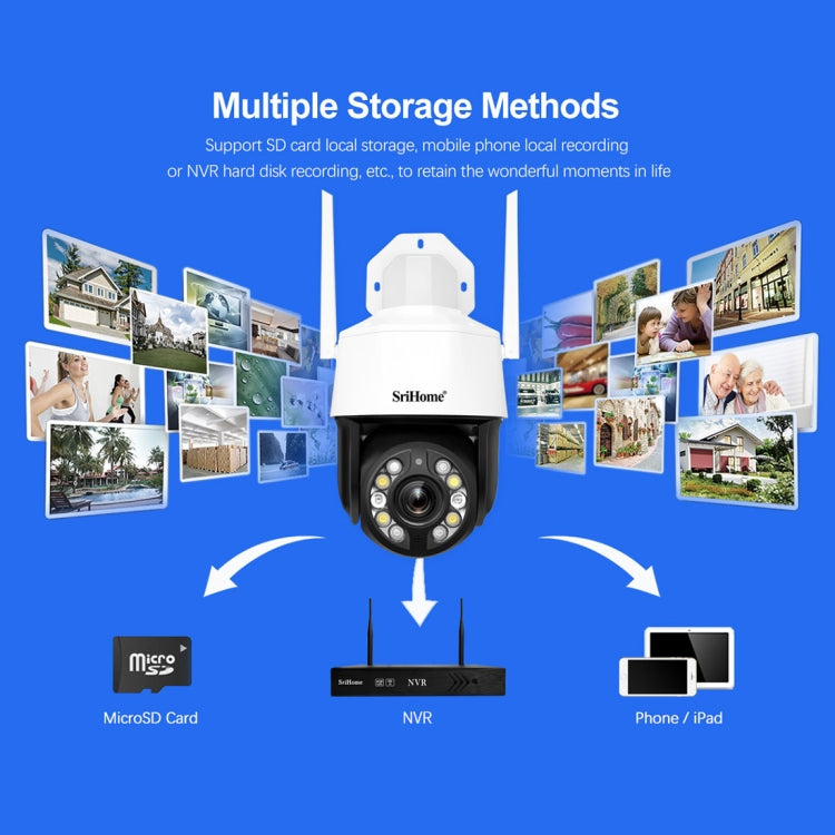 SriHome SH041 5.0MP 20X Optical Zoom 2.4G/5G WiFi Waterproof AI Auto Tracking H.265 Video Surveillance SriHome SH041 5.0MP 20X Optical Zoom 2.4G/5G WiFi Waterproof AI Auto Tracking H.265 Video Surveillance